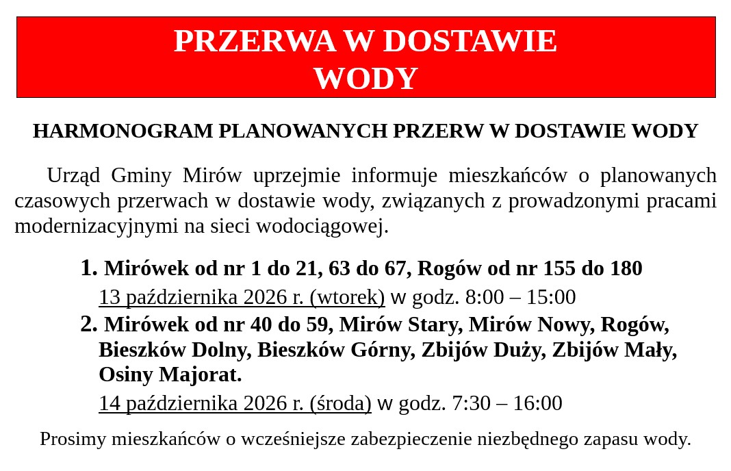 przerwa woda 13 10